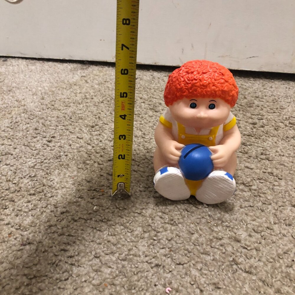 VTG 1983 Cabbage Patch Kids Piggy Bank Orange Hair Blue Eyes Plastic w/Plug - 6" - Picture 6 of 6